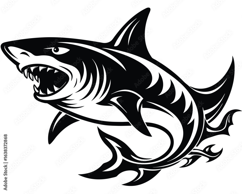 Fototapeta premium Bold Illustration of a Great White Shark