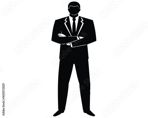 Full Shot of a Confident Black Suited Businessman