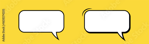 Empty comic speech bubbles on a yellow background. A speech balloon or cartoon design elements. Vector illustration.