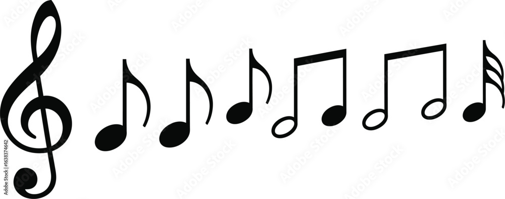 Fototapeta premium Music Notes Icons Set - Musical Symbols Vector Illustration