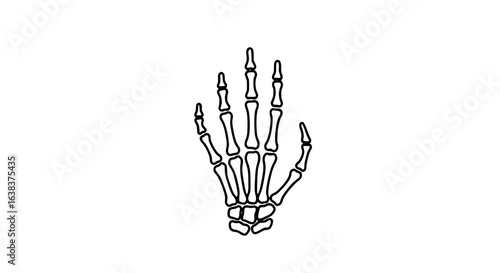 Skeleton hand minimalist black and white icon