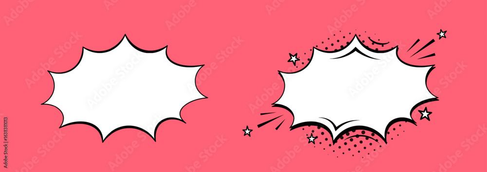 Fototapeta premium Empty comic speech bubbles on a pink background. A speech balloon or cartoon design elements. Vector illustration.