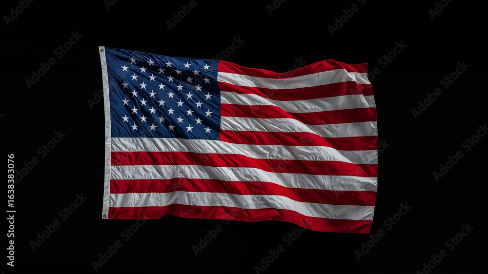 Obraz premium American Flag Waving Against a Black Background usa flag united states flag