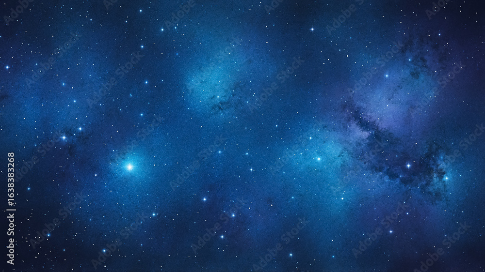 Fototapeta premium Bright Star in a Blue Nebula with Scattered Stars and Cosmic Gas space cosmos