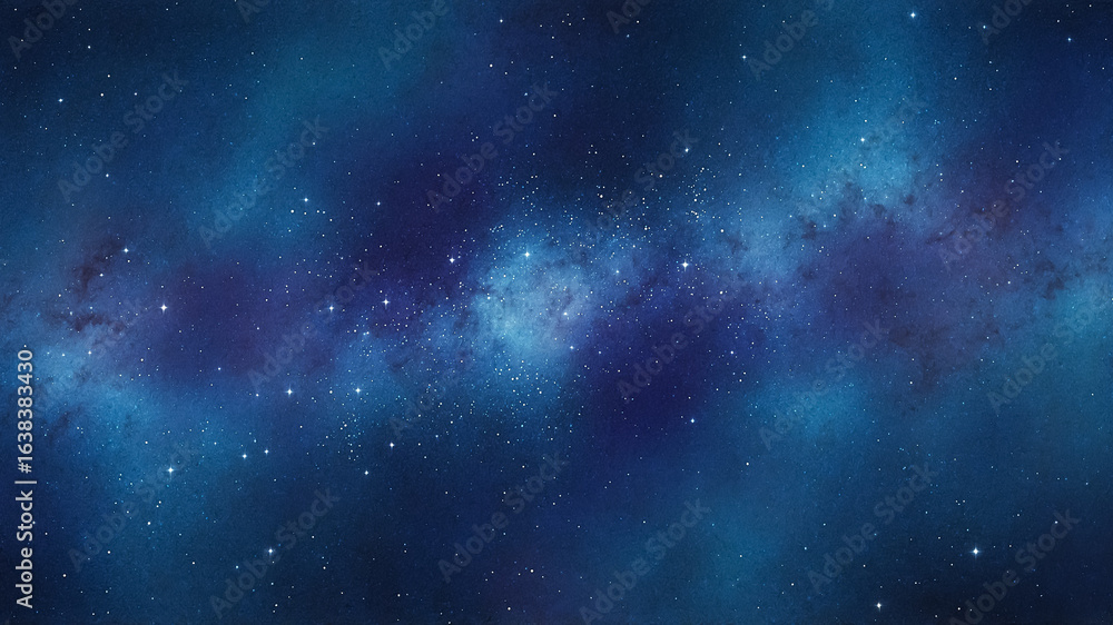 Fototapeta premium Deep Blue Galaxy Nebula with Numerous Stars and Cosmic Dust space cosmos