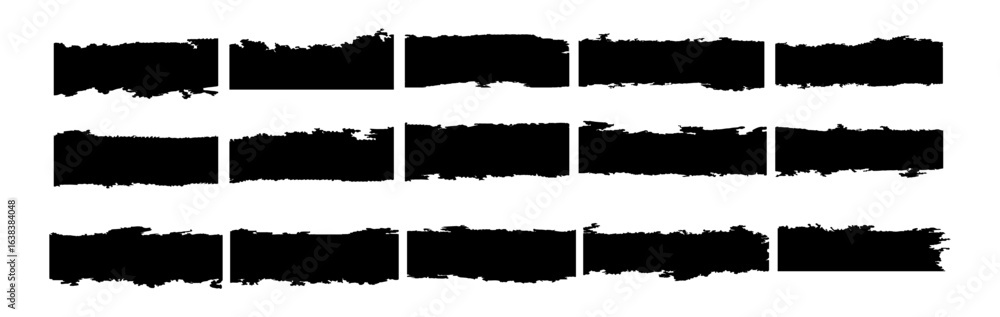 Εκτύπωση καμβά This black grunge brush stroke set offers a variety of distressed and hand painted styles, perfect for enhancing backgrounds, creating bold borders, and adding an artistic edge to any design