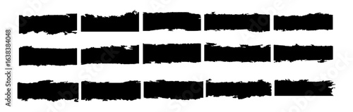 This black grunge brush stroke set offers a variety of distressed and hand painted styles, perfect for enhancing backgrounds, creating bold borders, and adding an artistic edge to any design. 