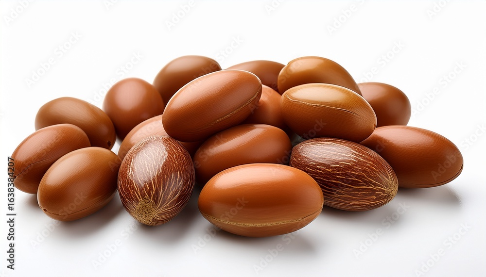 small round argan nuts isolated on a white background showcasing their natural texture and color small round argan nuts isolated on a white background showcasing their natural texture and color