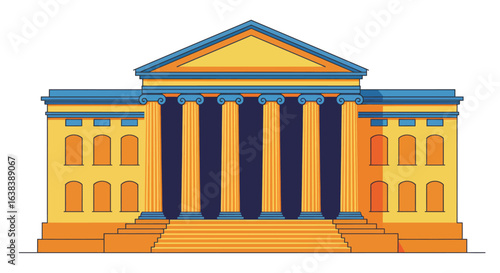 Stylized vector illustration showcasing a classic courthouse facade design