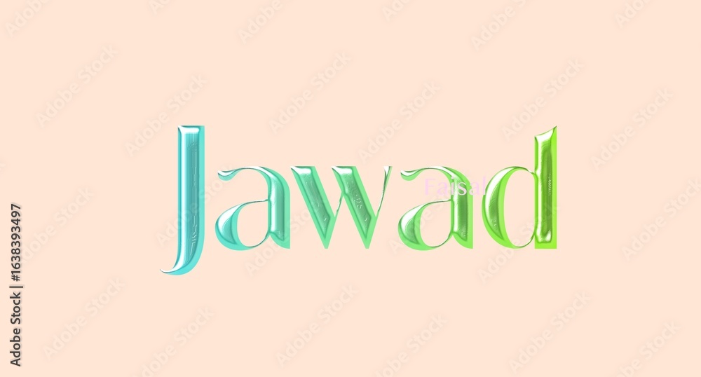Naklejka premium Jawad name. Arabic latin Name illustration. Colorful gradient graphic vector typography with removable background. 3D Separate Arabian name.