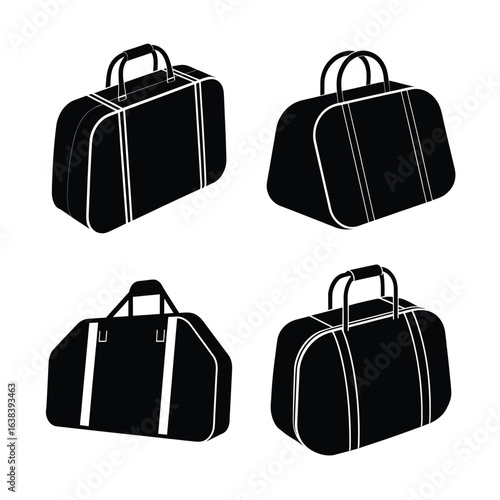 Duffel Bag Silhouette Icons Collection for Travel and Luggage