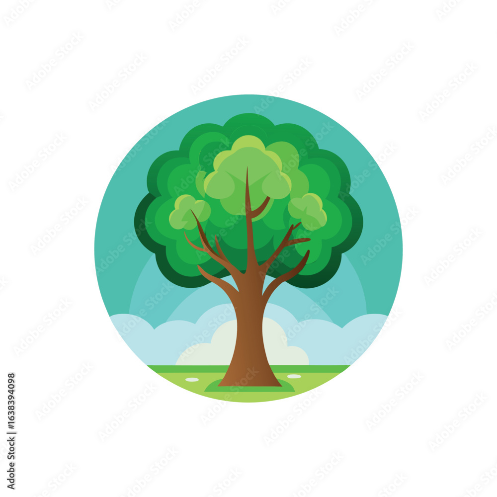 Obraz premium elm tree flat vector illustration