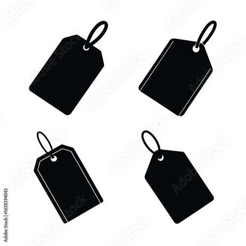 Luggage Tag Silhouette Icons Collection for Travel and Baggage