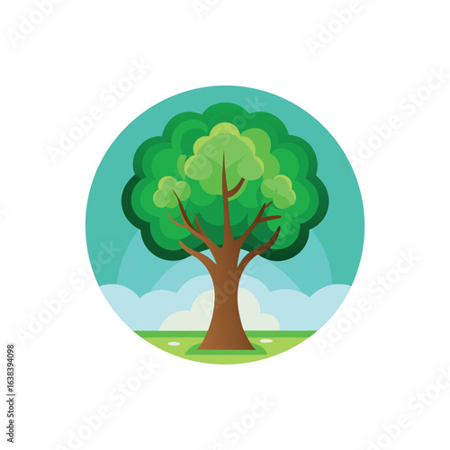 elm tree flat vector illustration