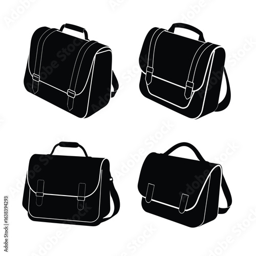 Messenger Bag Silhouette Icons Collection for Work and Travel