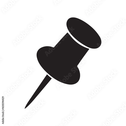 Push Pin Icon Thumbtack Silhouette Vector Illustration