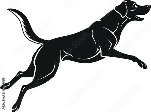 Silhouette vector illustration of various running wild and domestic animals including a panther, cat, and dog