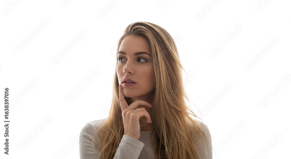 Blonde Frau – Hand am Kinn, transparenter Hintergrund, PNG Blonde Frau – Hand am Kinn, transparenter Hintergrund, PNG