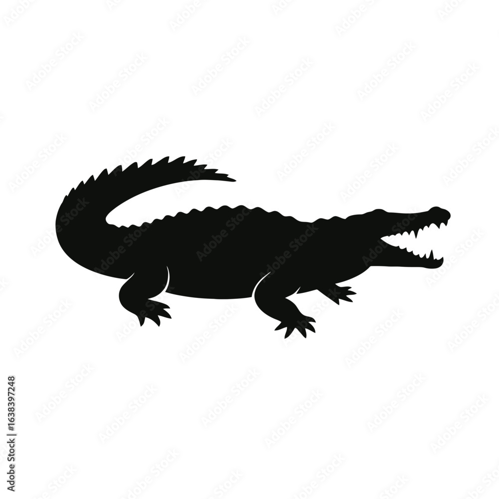 Naklejka premium Design a black silhouette of a Orinoco Crocodile white background clean vector shape