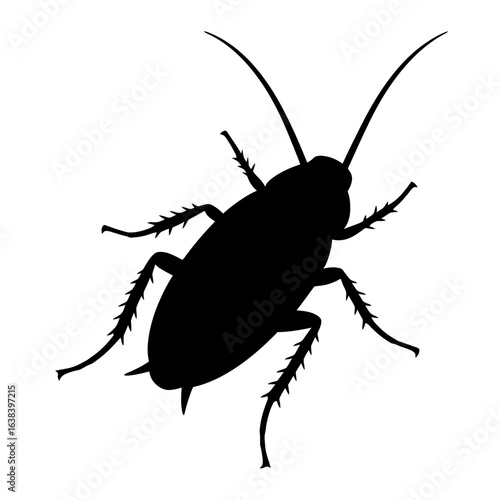 Design a black silhouette of a Oriental Cockroach white background clean vector shape