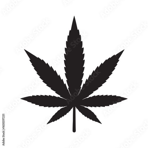Cannabis Marijuana Leaf Icon Silhouette Vector Illustration