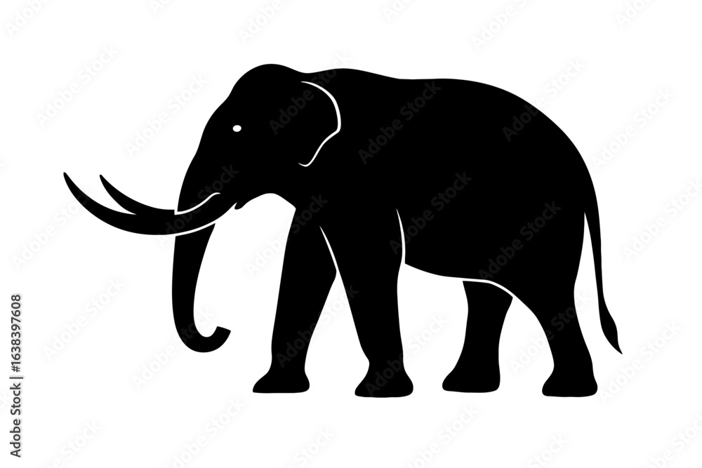 Fototapeta premium Design a black silhouette of a Palaeoloxodon namadicus white background clean vector shape