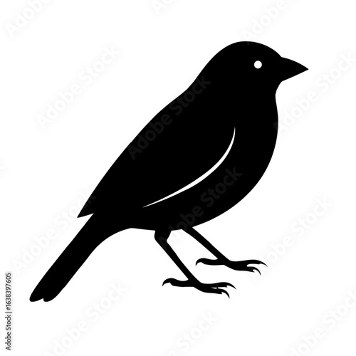 Design a black silhouette of a Painted Bunting white background clean vector shape