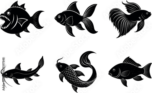 Freshwater Fish Collection with Goldfish, Catfish, Betta, Piranha, Tilapia, and More