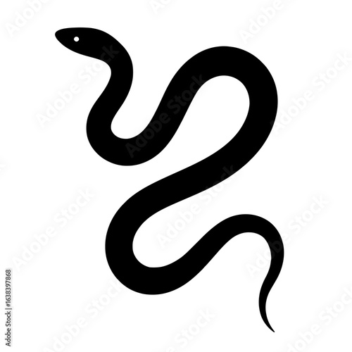Design a black silhouette of a Parrot Snake white background clean vector shape