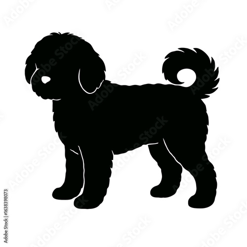 Design a black silhouette of a Peekapoo white background clean vector shape