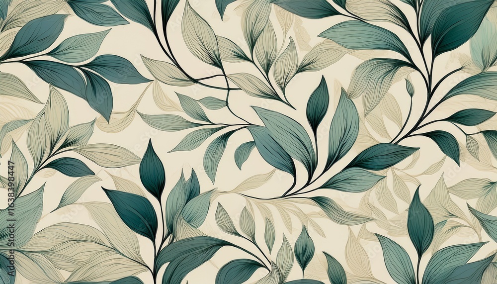 Fototapeta premium minimalist toile pattern with delicate leaves
