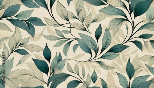 minimalist toile pattern with delicate leaves