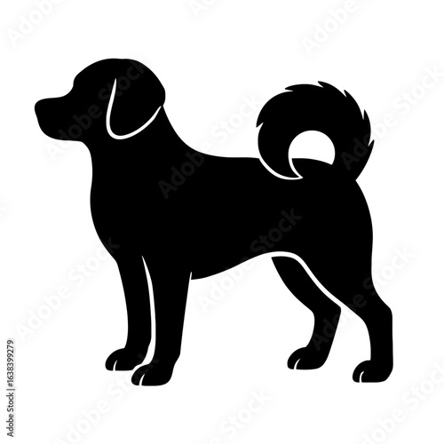 Design a black silhouette of a Pomeagle white background clean vector shape