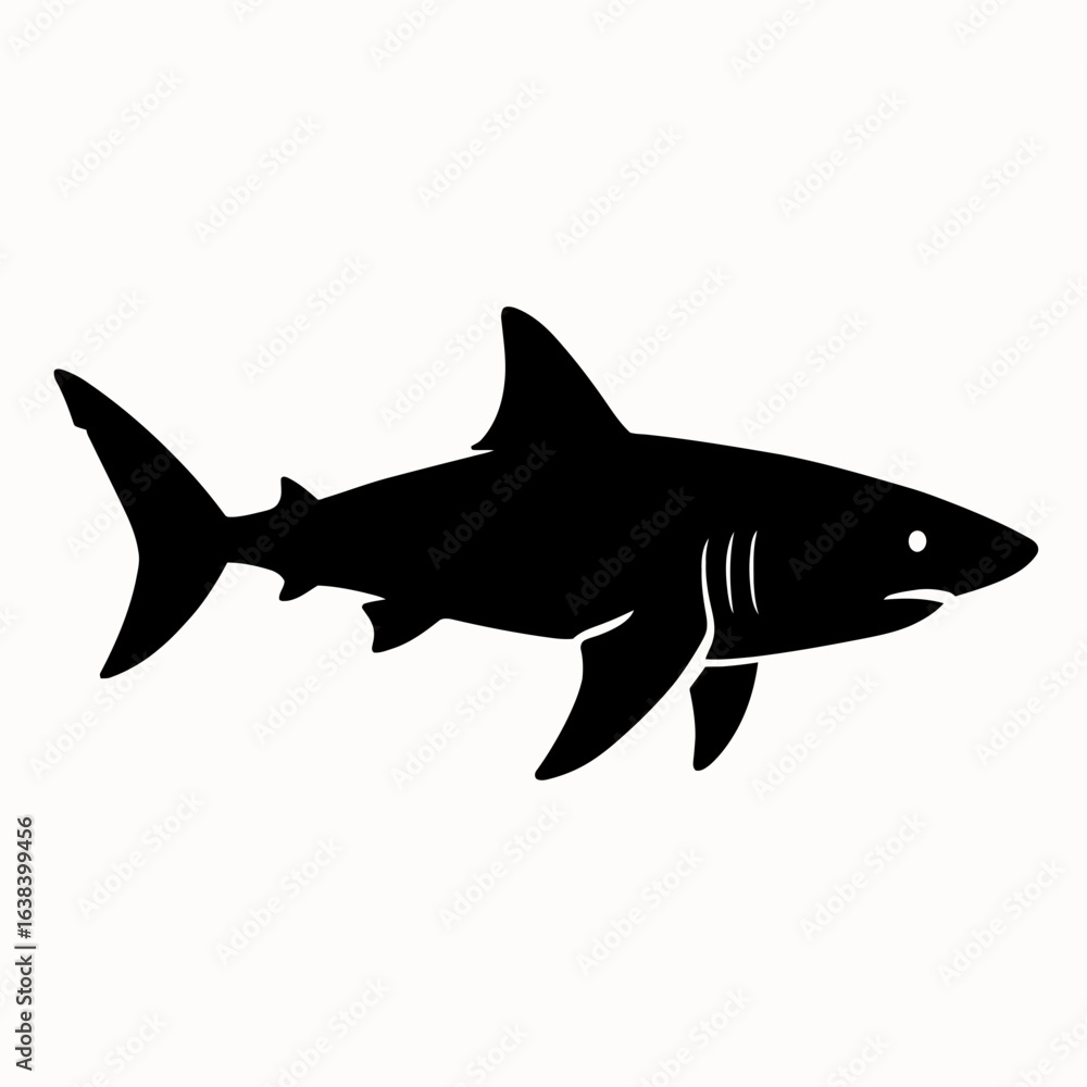 Naklejka premium Design a black silhouette of a Porbeagle Shark white background clean vector shape