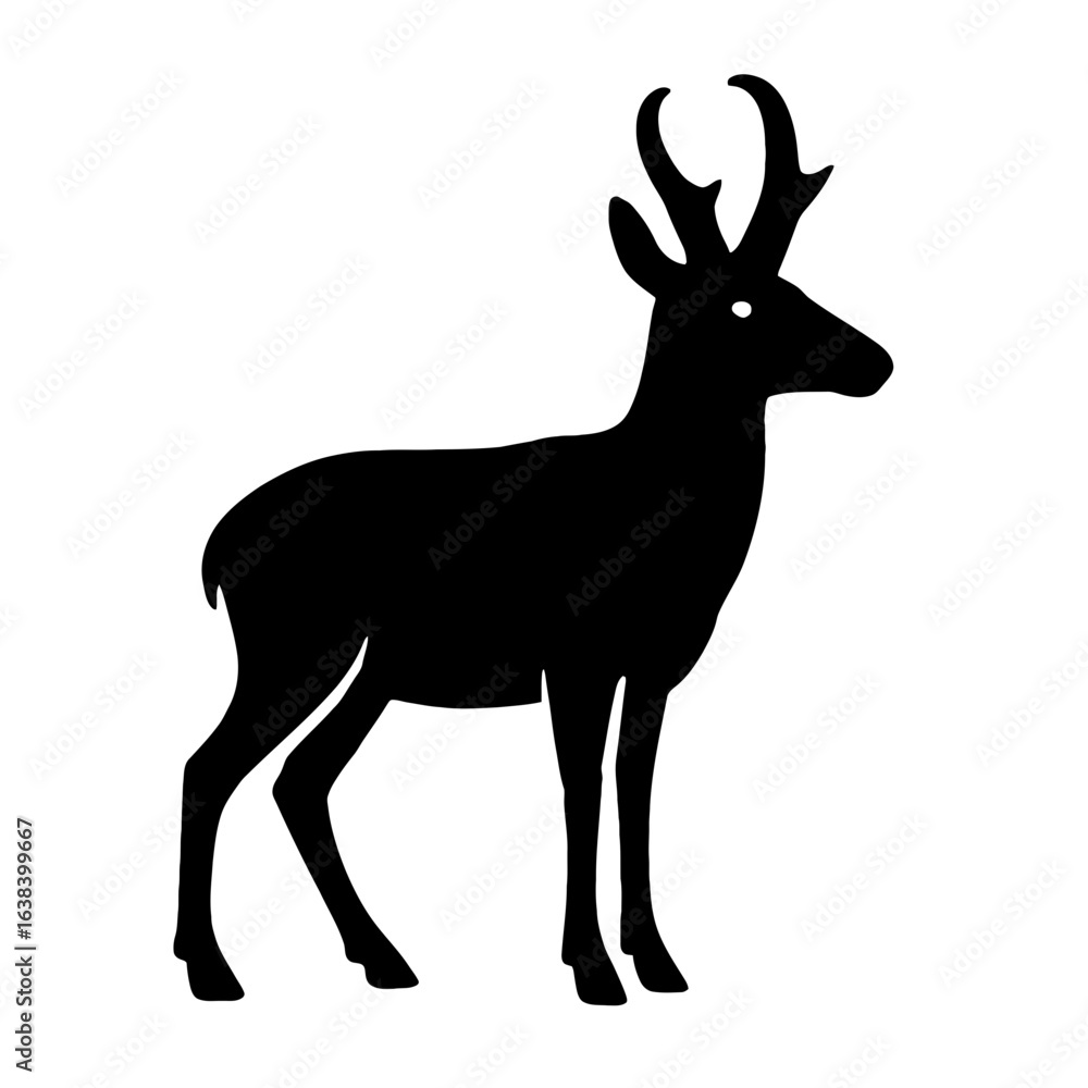 Fototapeta premium Design a black silhouette of a Pronghorn white background clean vector shape
