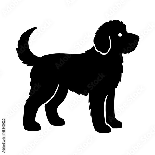Design a black silhouette of a Pyredoodle white background clean vector shape