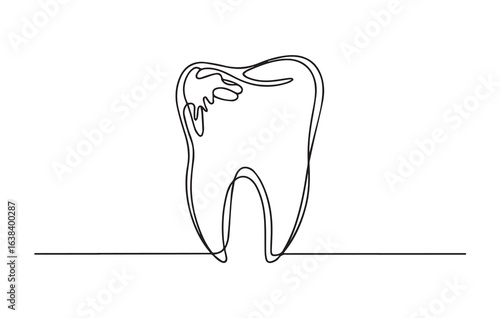 Single line drawing of a human molar tooth dental anatomy