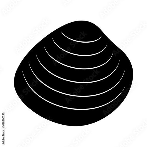Design a black silhouette of a Quahog Clam white background clean vector shape