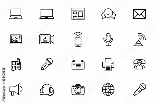 A sleek, tech-forward set representing modern news gathering and publishing — ideal for blogging platforms, online magazines, and news apps