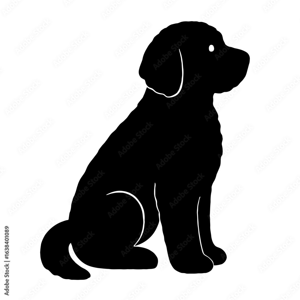 Fototapeta premium Design a black silhouette of a Sheepadoodle white background clean vector shape