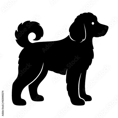 Design a black silhouette of a Siberpoo white background clean vector shape