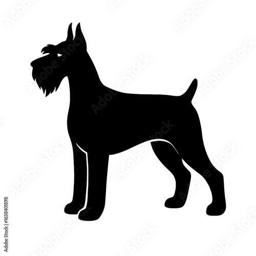 Design a black silhouette of a Standard Schnauzer white background clean vector shape