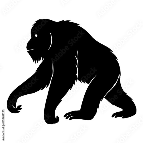 Design a black silhouette of a Sumatran Orangutan white background clean vector shape