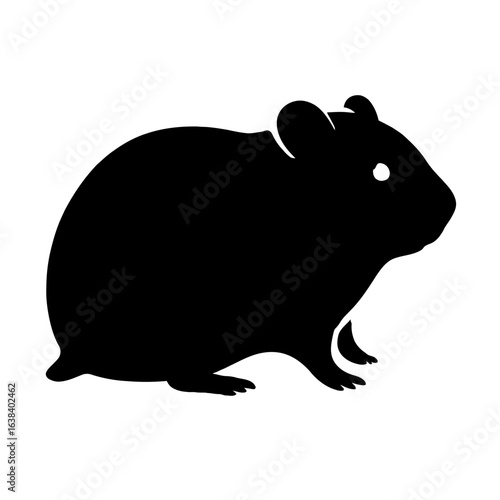 Design a black silhouette of a Syrian Hamster white background clean vector shape