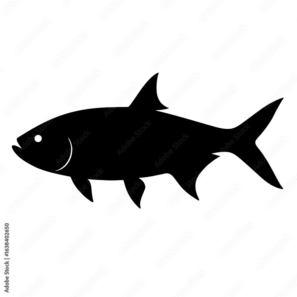 Fototapeta premium Design a black silhouette of a Tarpon white background clean vector shape
