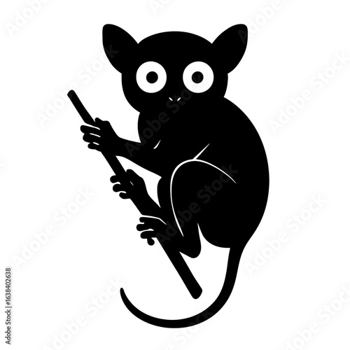 Design a black silhouette of a Tarsier white background clean vector shape