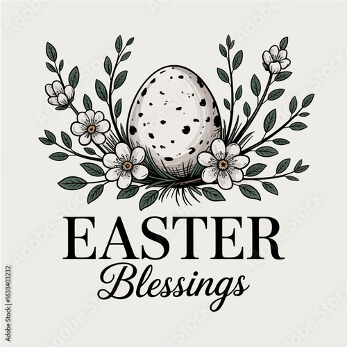 Easter, blessings, icon, egg, floral, spring, holiday, celebration, Christian, greeting, resurrection, faith, festive, nature, leaves, flowers, joy, Sunday, tradition, design, religion, pastel, symbol
