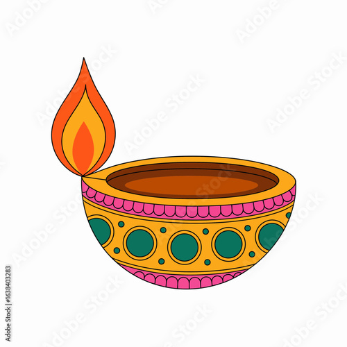diya, lamp, illustration, flame, festival, Diwali, traditional, Indian, oil, colorful, decor, celebration, light, Hindu, culture, bright, ornate, design, heritage, festive, glow, spiritual, ceramic, i