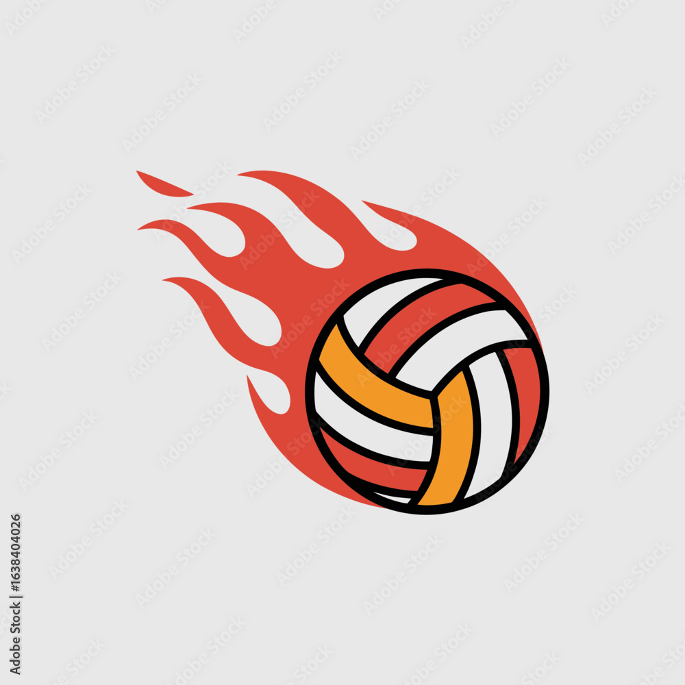 Obraz premium volleyball, icon, flaming, sports, ball, fire, competition, dynamic, game, athlete, energy, team, action, motion, heat, play, fast, strike, serve, spike, match, athletic, power, court, sport, passion,
