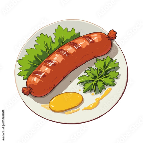 Vector illustration sausages with vegetables